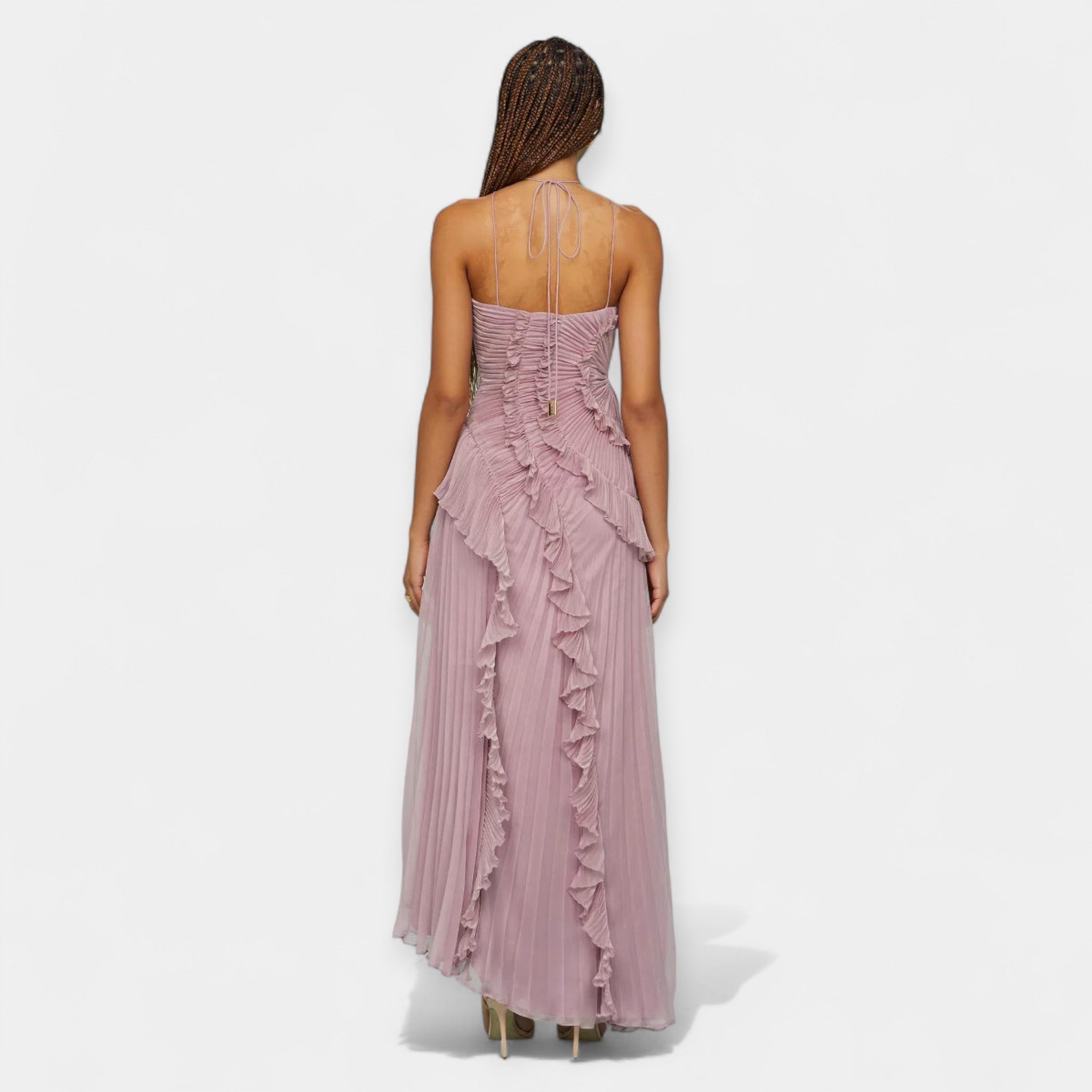 Lilac Midi Dress with Ruffles