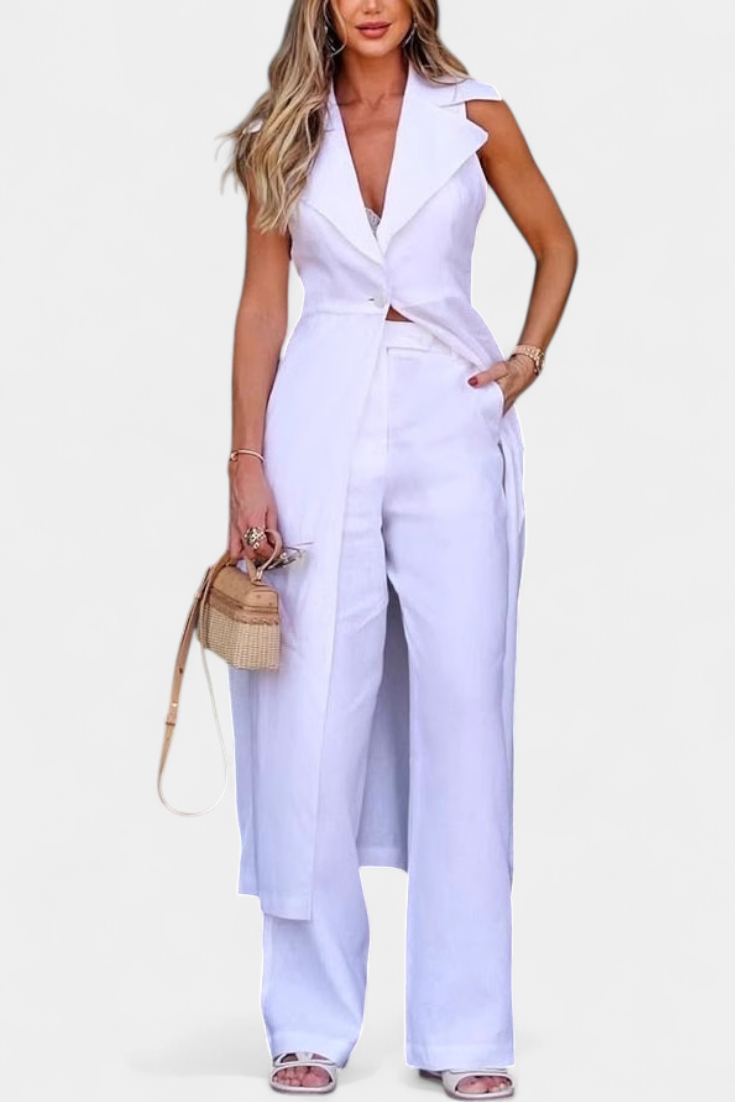 Eider Long Vest and Straight Pants Set