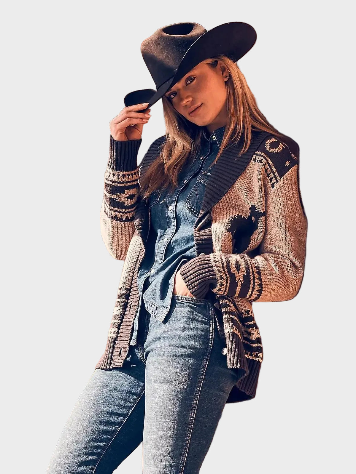 Ilana | Western Style Shawl Collar Cardigan