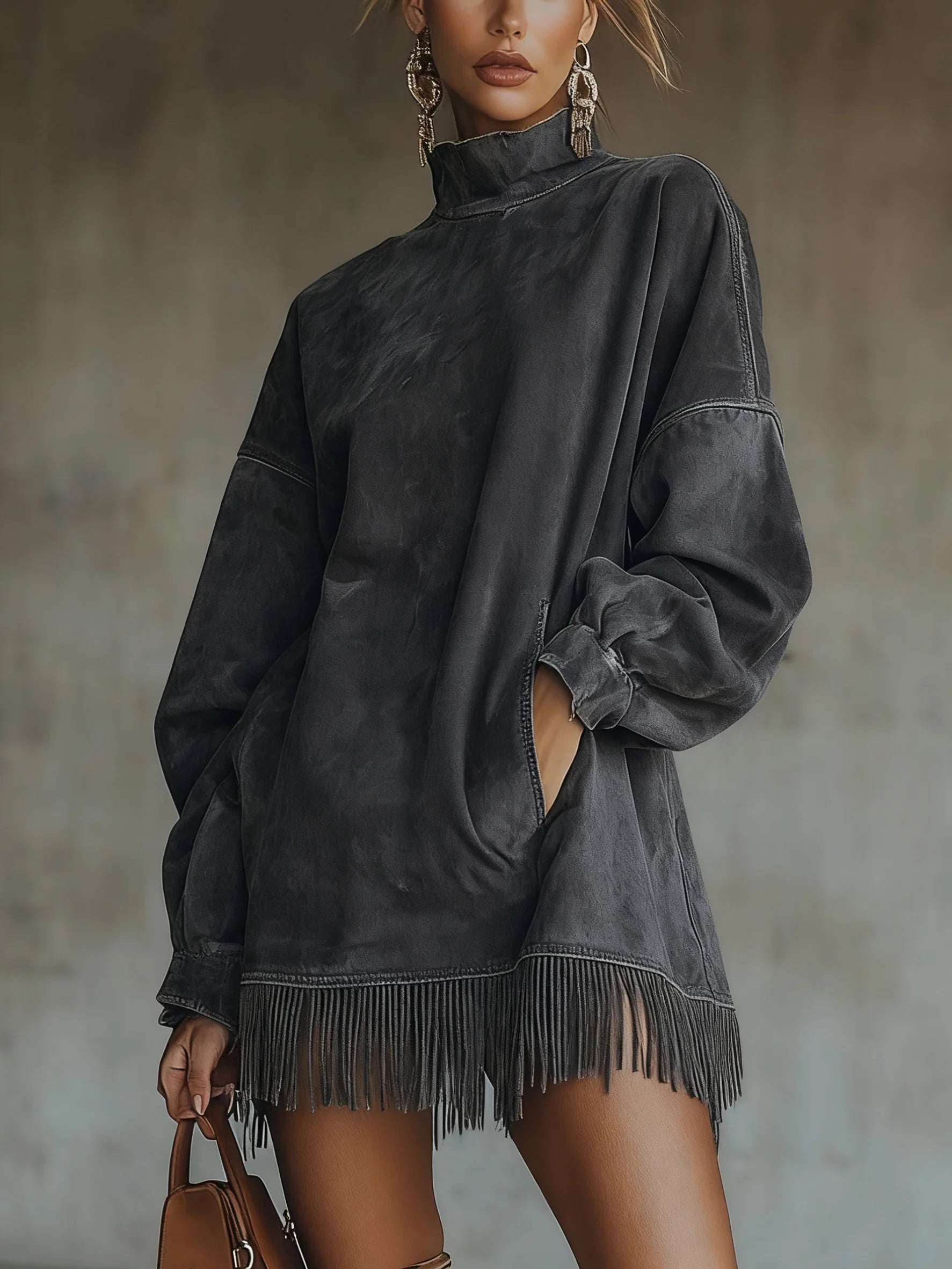 Sheri | comfortable suede dress with tassels