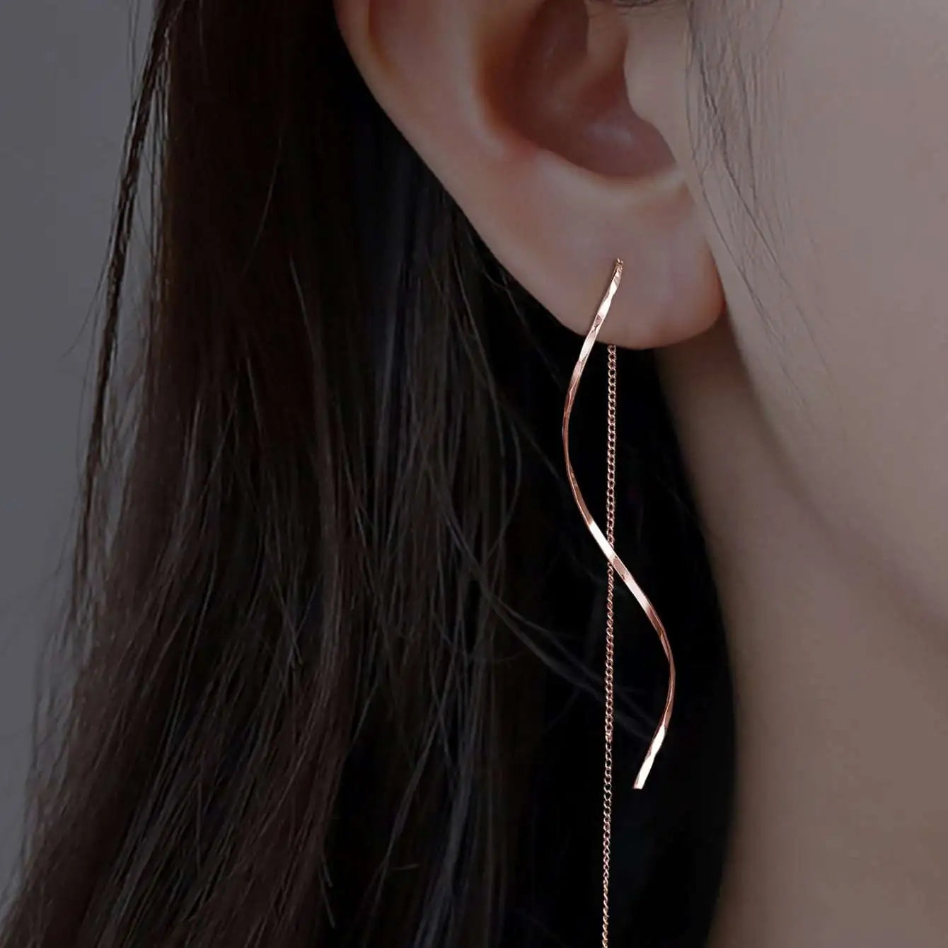 Long Earrings with Wave Pattern