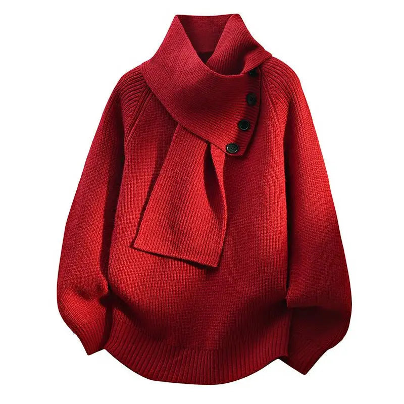 Aurelia knitted with a scarf-like neck