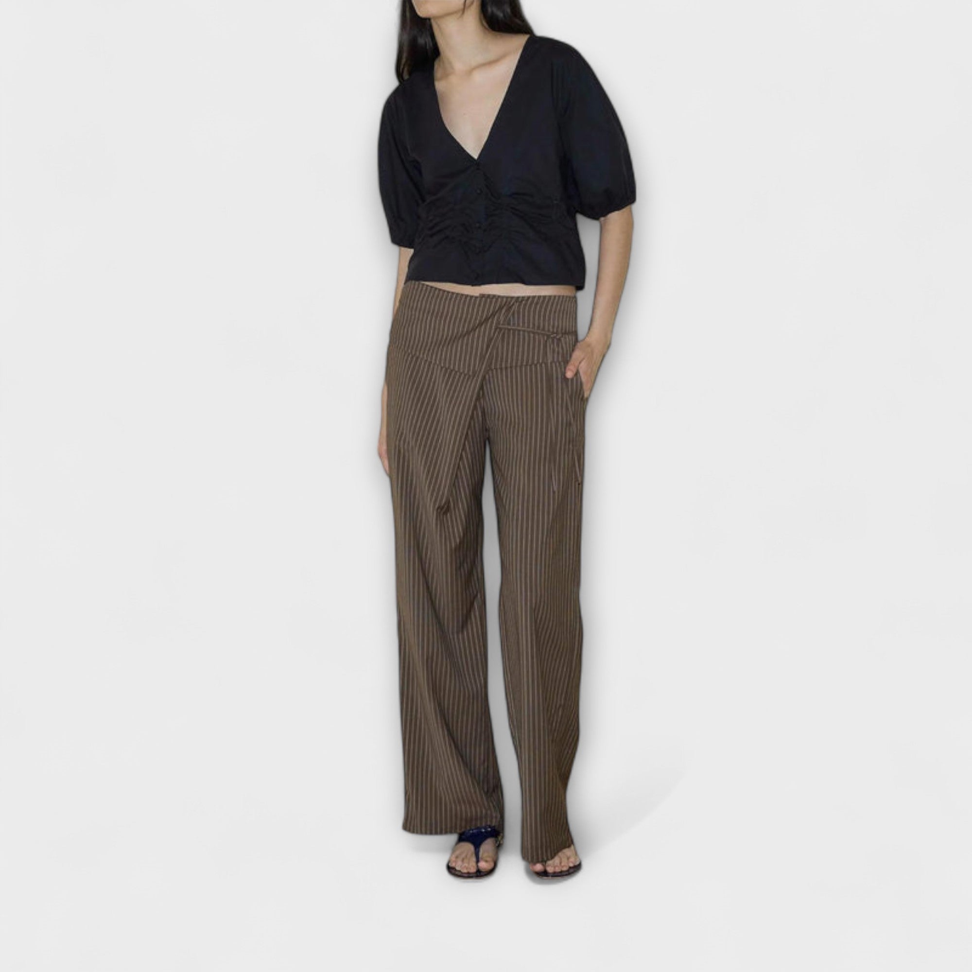 Julia - Striped Pleated Pants