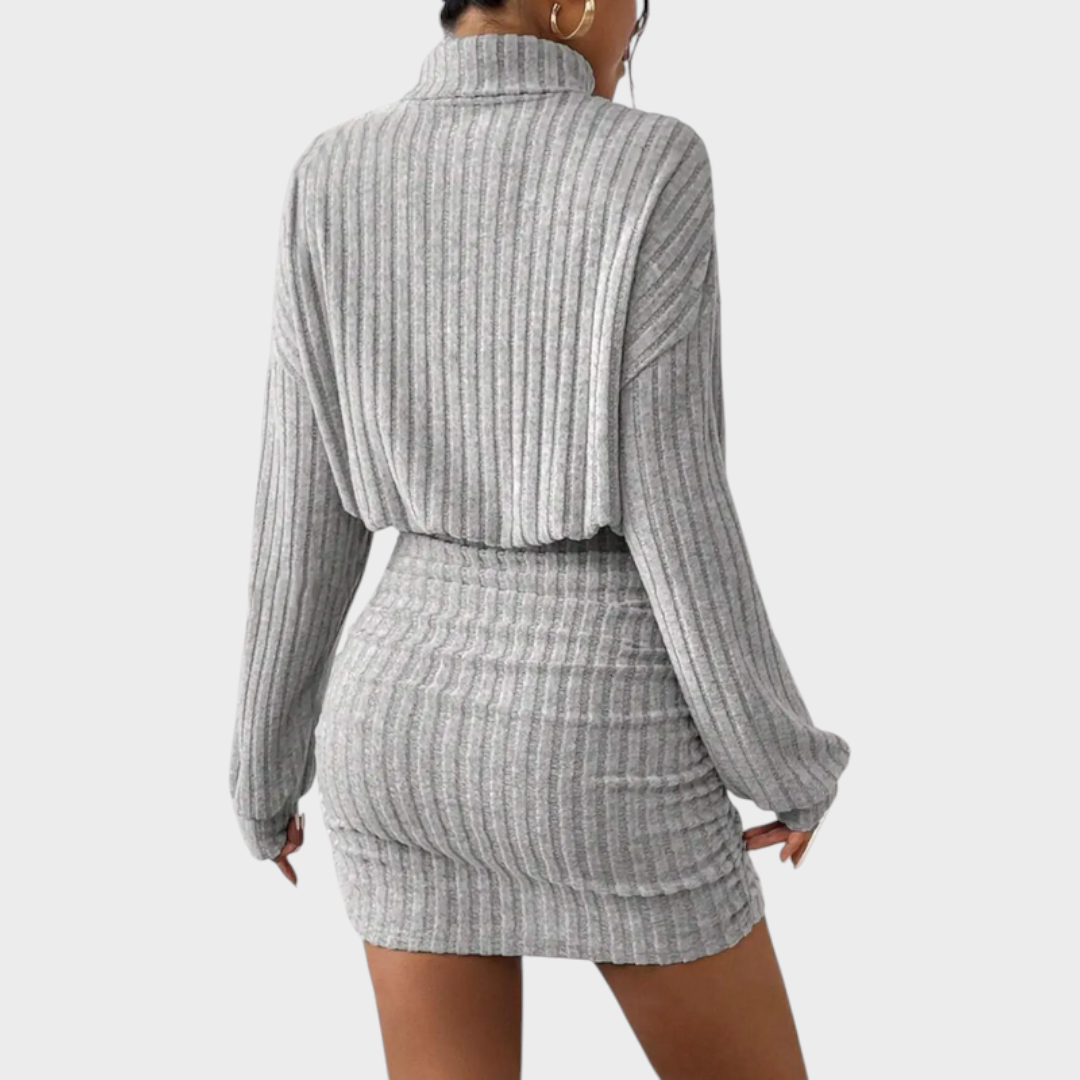 Jelissa | Turtleneck Long Sleeved Ribbed Dress