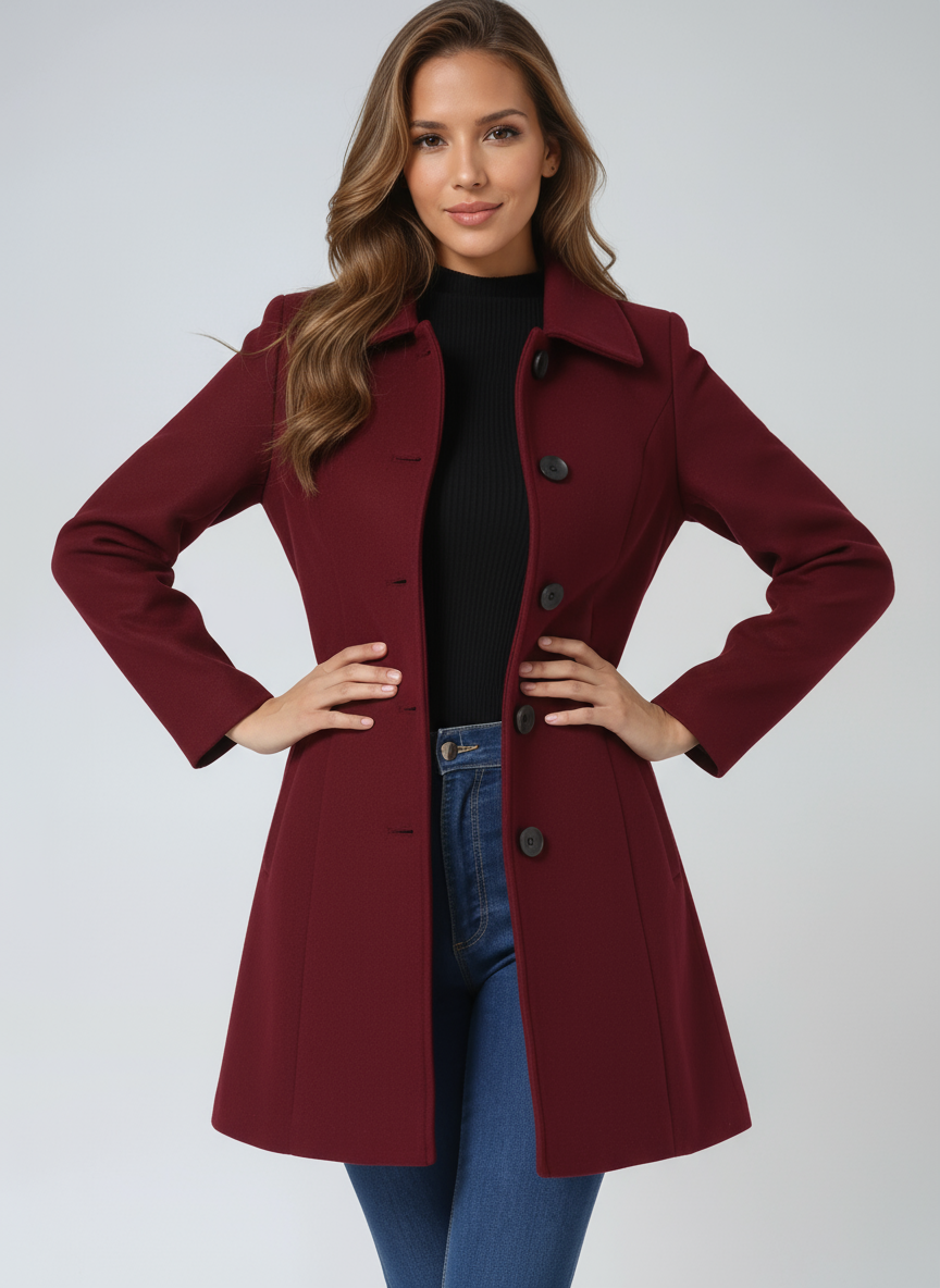 Josephine | women's trendy winter coat with one row of buttons