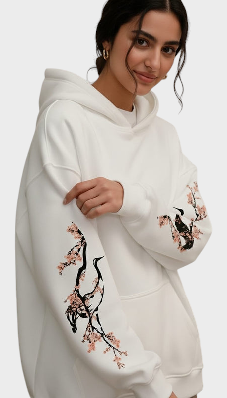 Adelle | Sakura Kran – Oversized Soft Hoodie