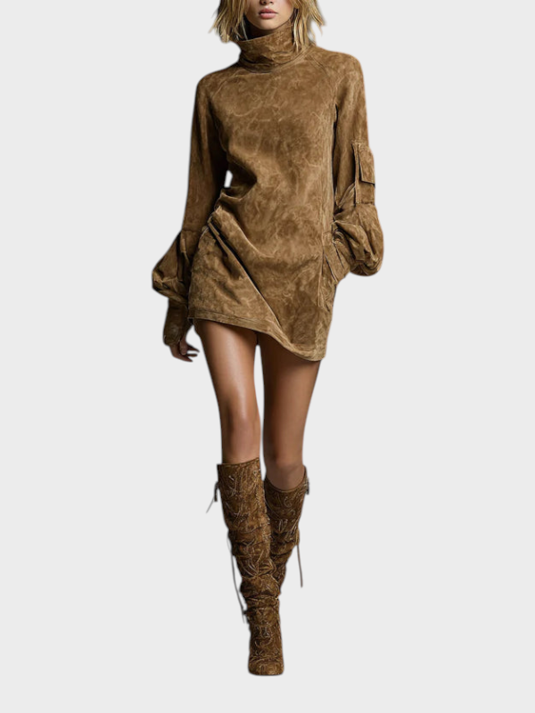 Amethyst | Loose Fit Suede Mini Dress