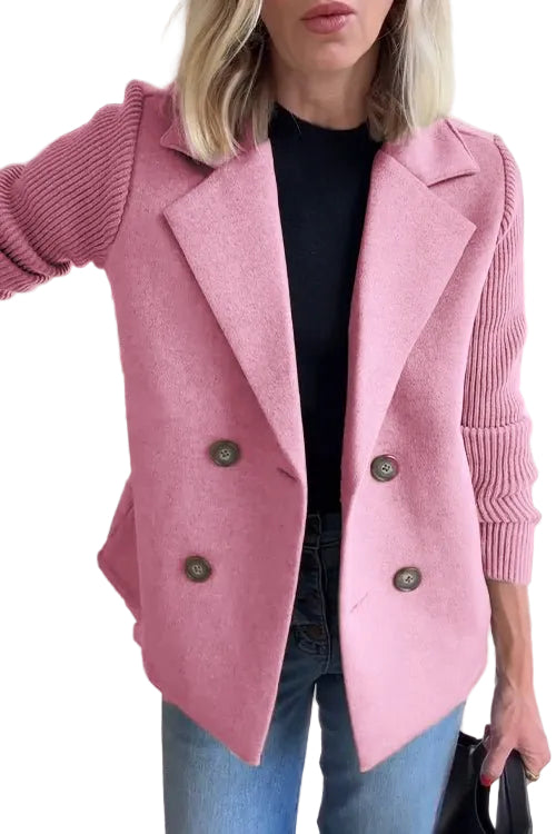 Amora - Elegant Knit-Sleeve Blazer