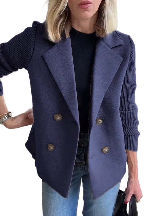Amora - Elegant Knit-Sleeve Blazer