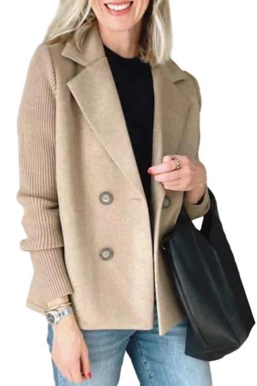 Amora - Elegant Knit-Sleeve Blazer