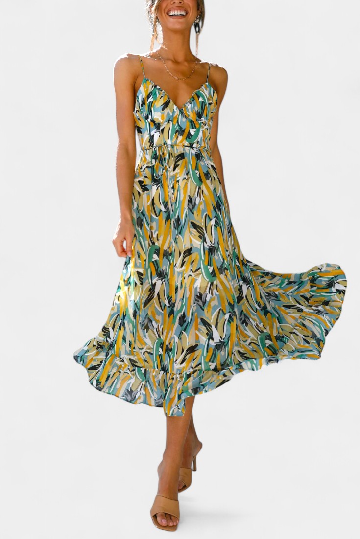 Fiona Midi Dress with Vibrant Pattern