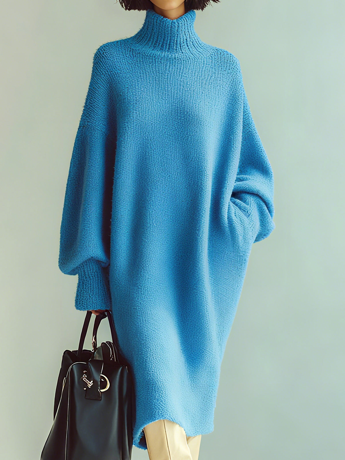 Ohneia | Midi Dress Red Blue Blouse with Long Sleeves Oversized