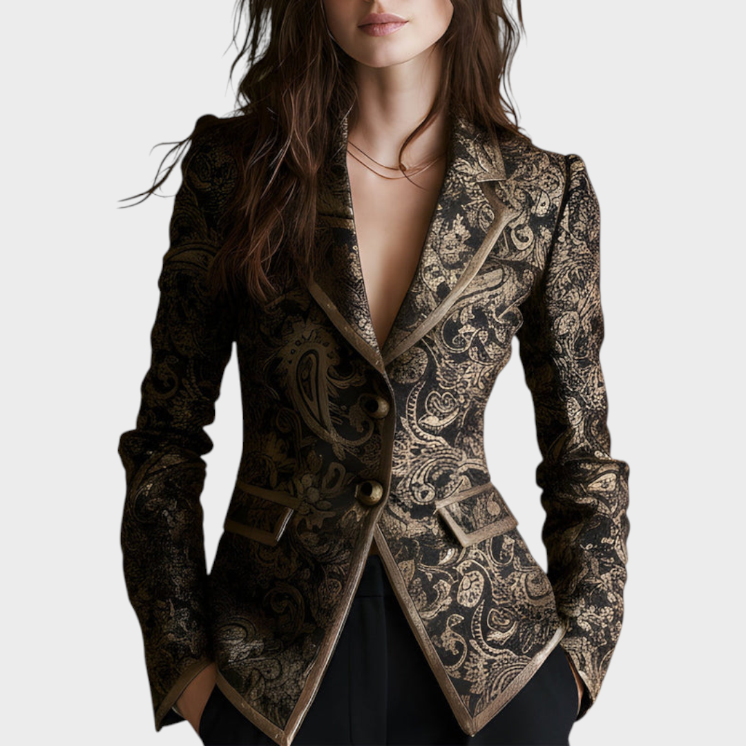 Ayiella | Quiet Luxury Paisley Jacquard Blazer with Twisted Collars