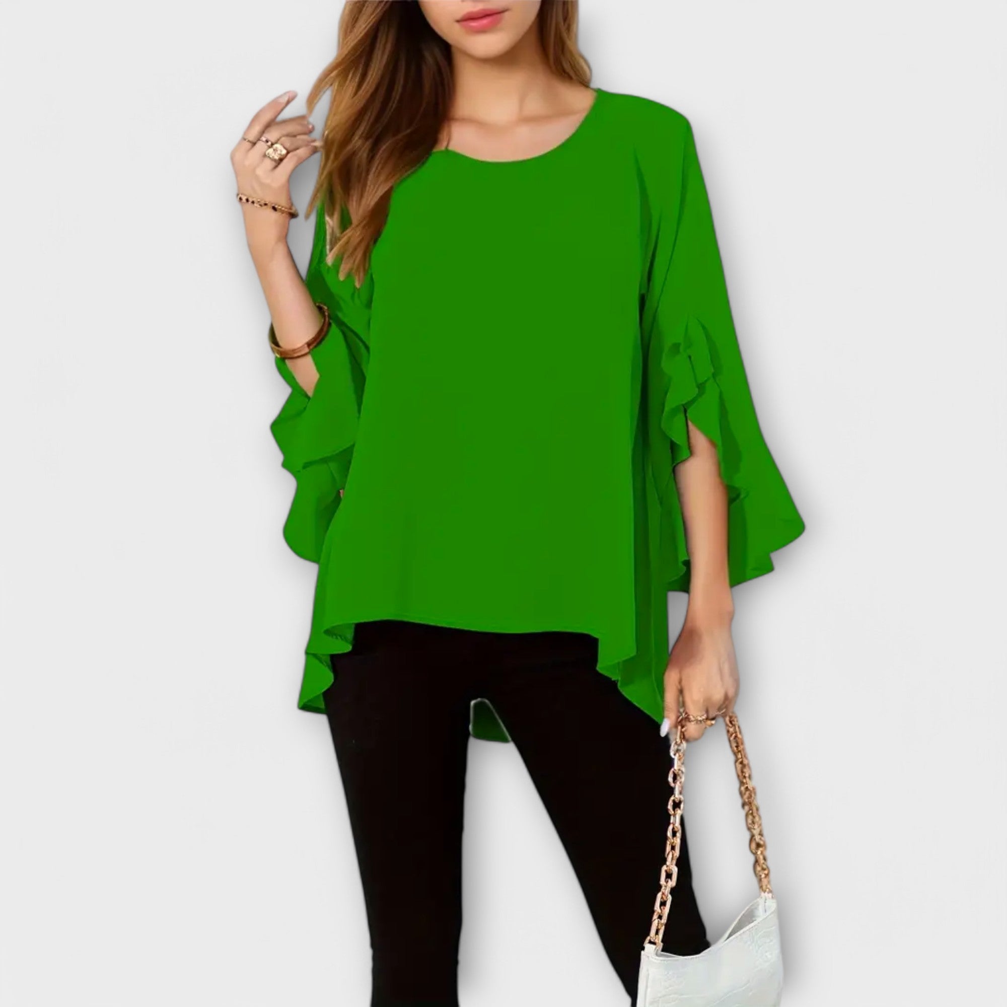 Aria - The perfect spring blouse with a round neckline