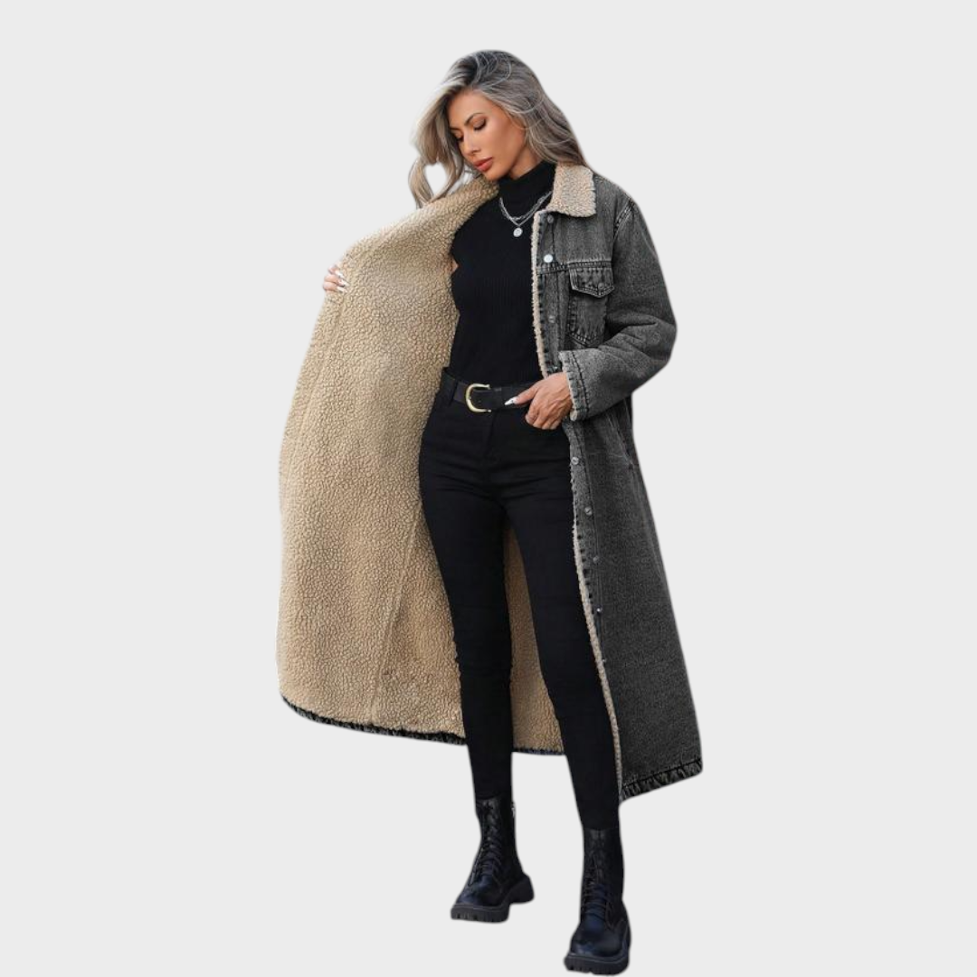 Yaritza | Long Fleece Lined Jacket Winter Single Breasted Coat