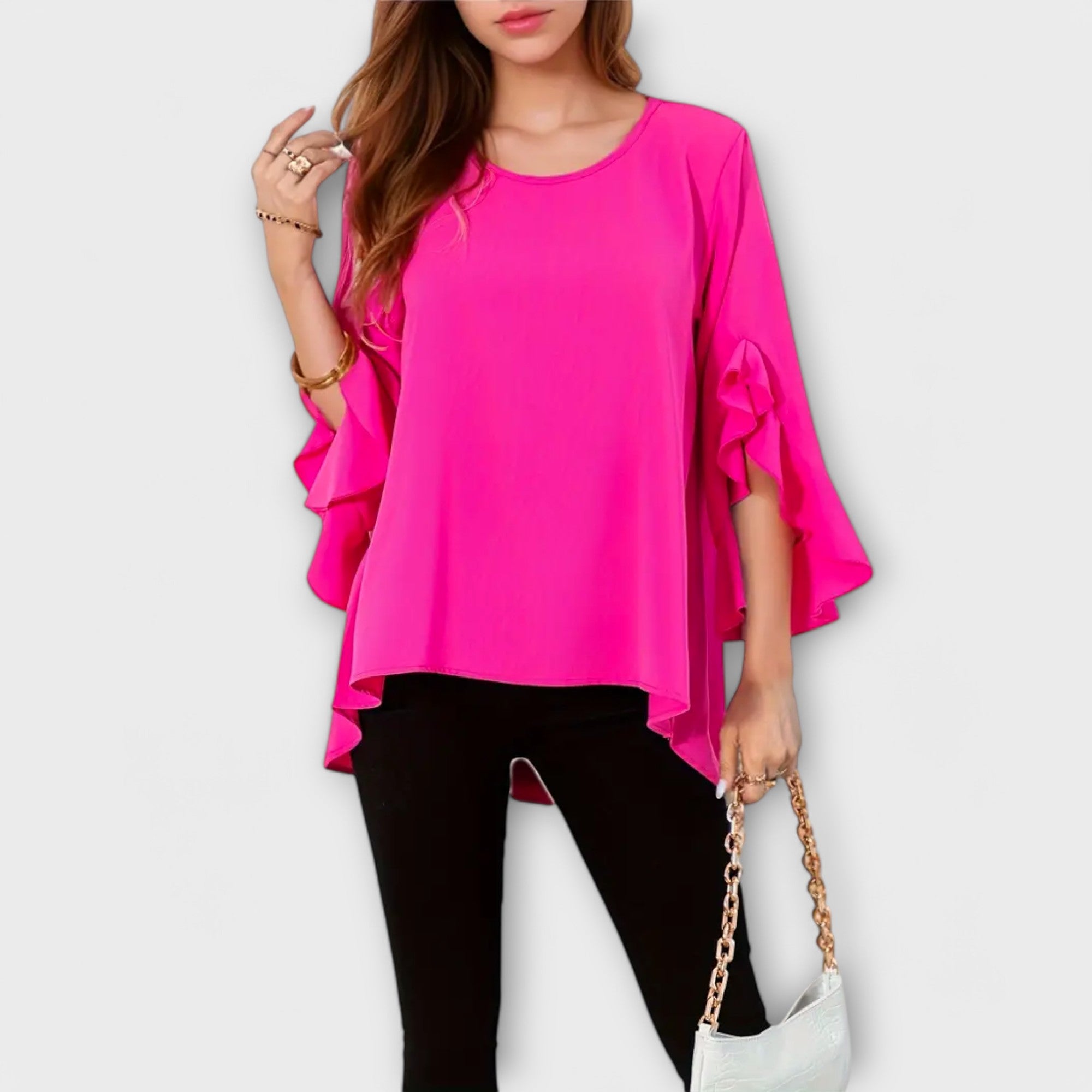 Aria - The perfect spring blouse with a round neckline