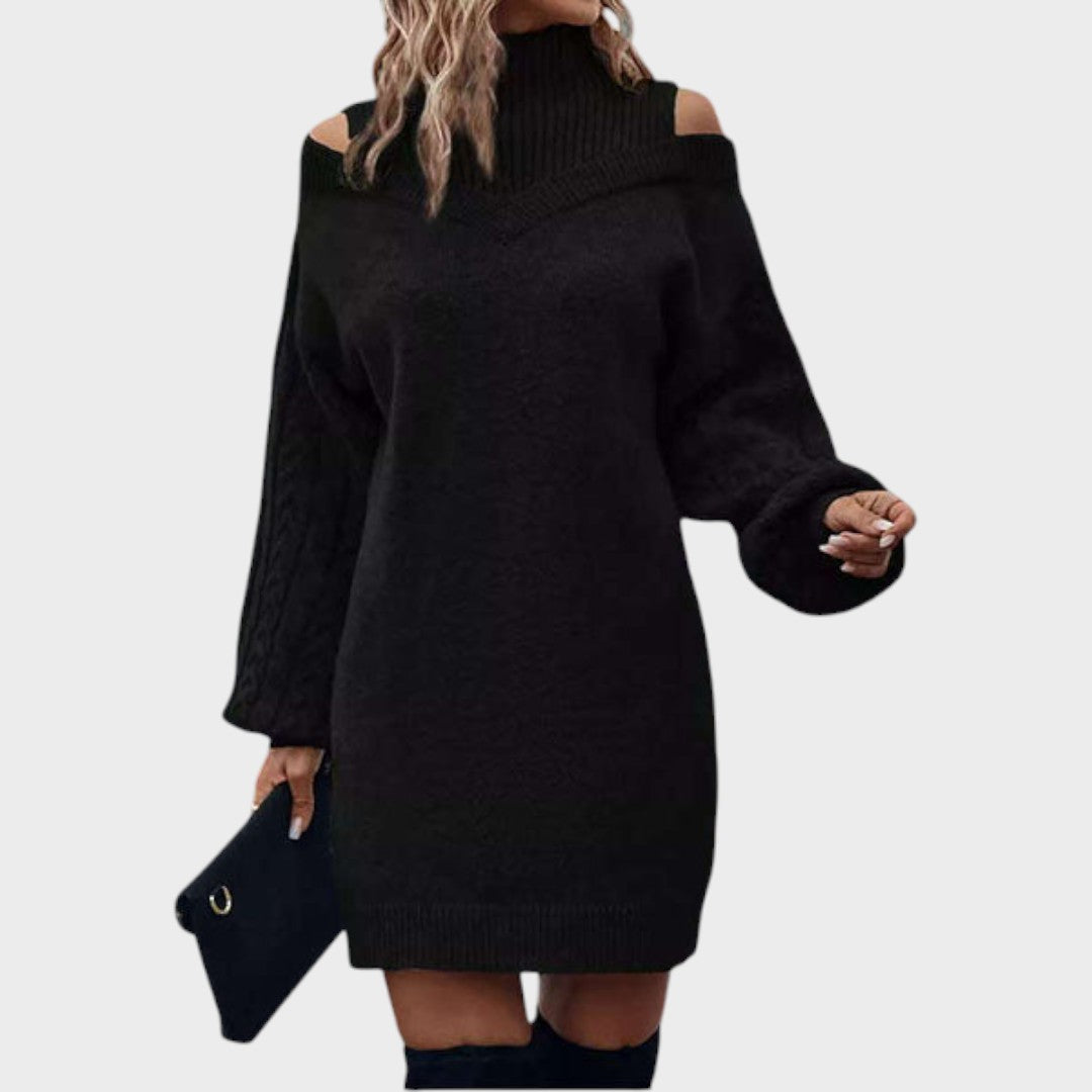 Ninia | Sweater Dress with Fashion and Open Shoulders