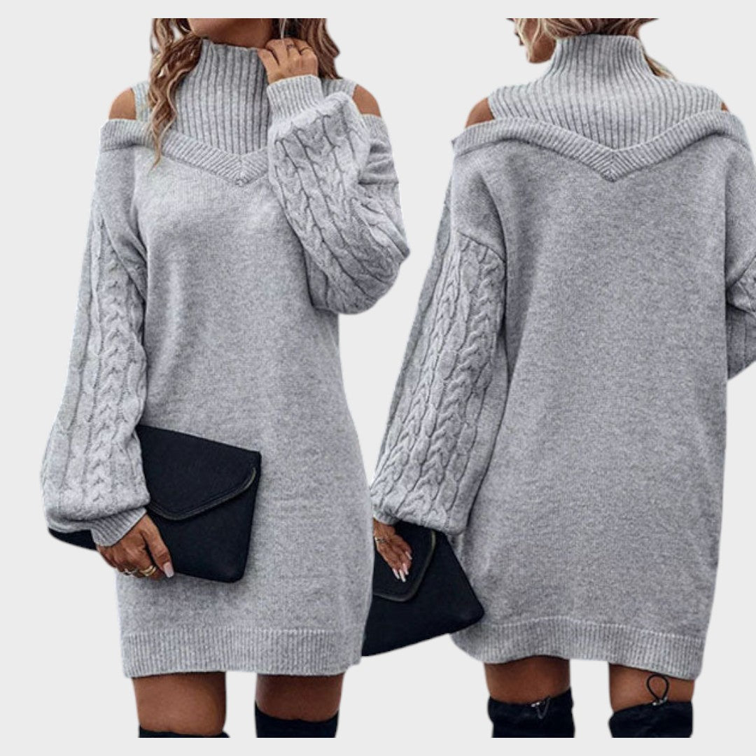 Ninia | Sweater Dress with Fashion and Open Shoulders