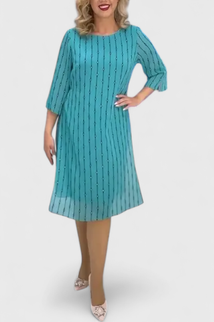 olly Elegant Chiffon Dress with Classic Cut and Shiny Drape