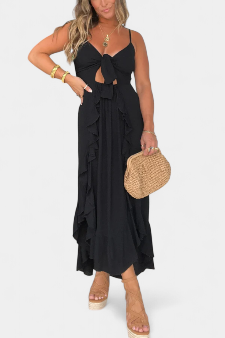 Kailani Ruffle Maxi Dress with Front Knot