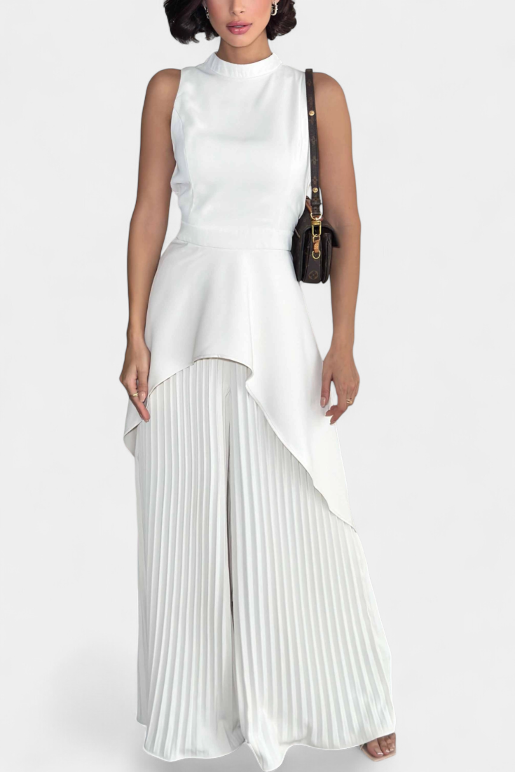 Chrysoula Asymmetric Set with Pleated Pants