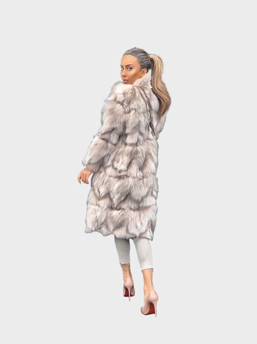 Dawn - Long faux fox fur coat