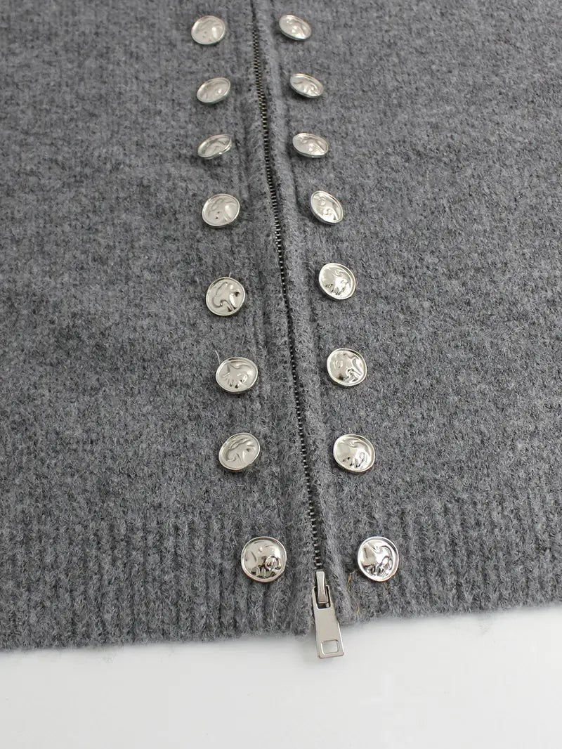 Maxine | Elegant Knit High Neck Cardigan