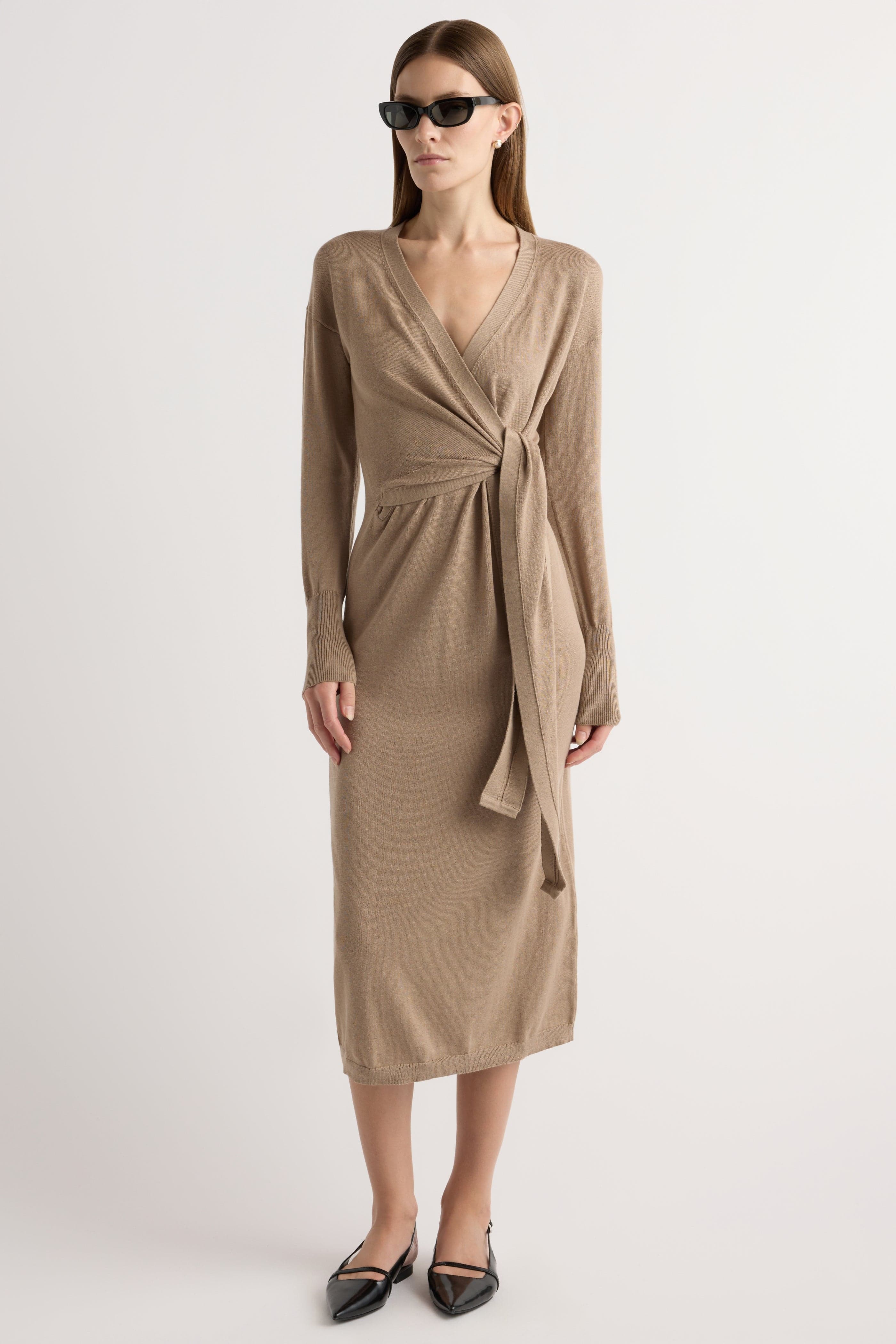 Hollie | Front-Wrap Sweater Dress