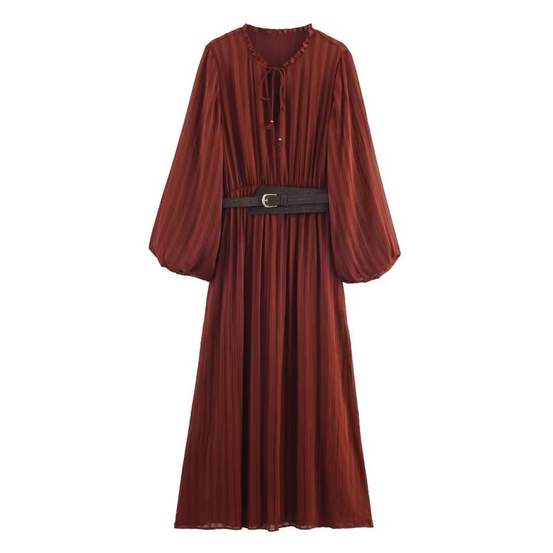 Zevella | Round Neck Long Sleeve Dress