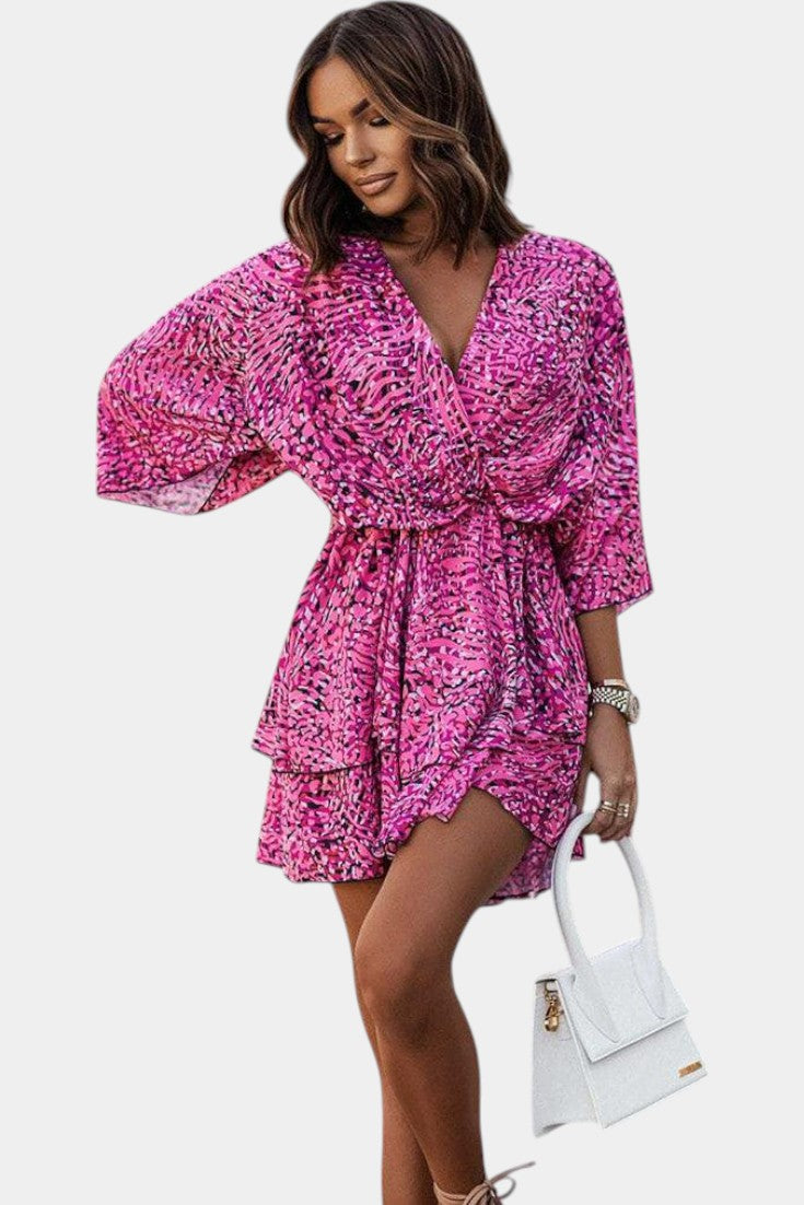 Eliza Mini Dress with Front Knot and Ruffles