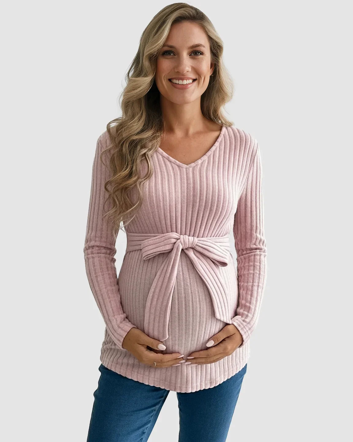 Gloria - Tie-Waist Ribbed Maternity Top