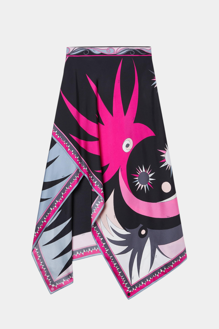 Ciana Satin Set with Abstract Skirt and Halter Top