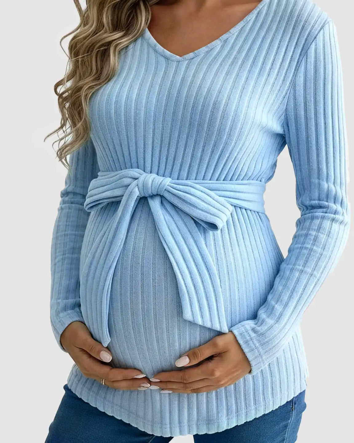 Gloria - Tie-Waist Ribbed Maternity Top