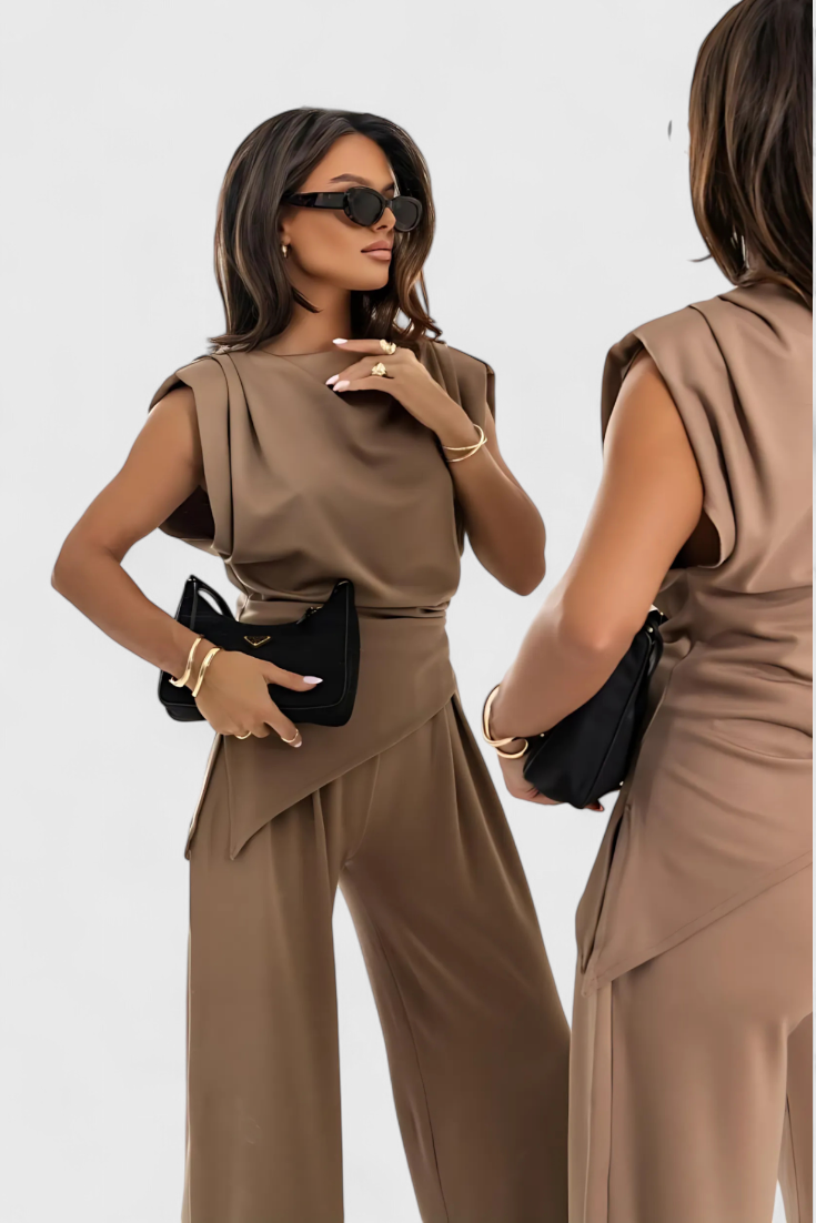 Sofia Asymmetric Set with Draped Shoulders
