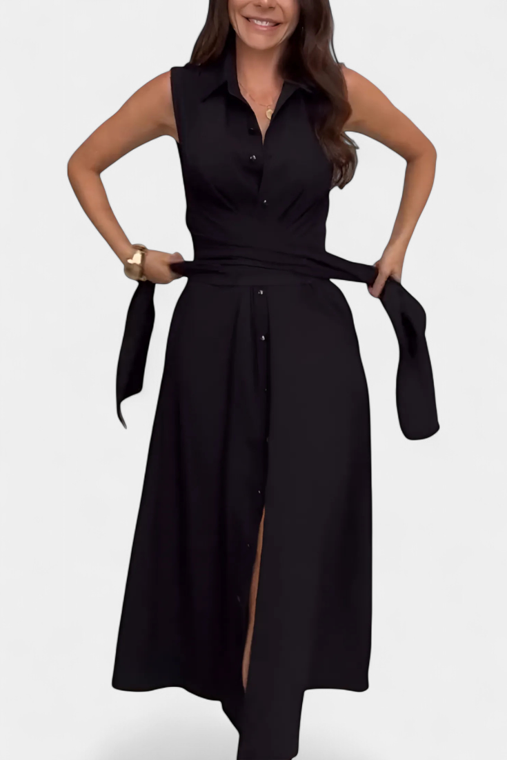 Meryl Shirt Dress with Buttons and Adjustable Belt