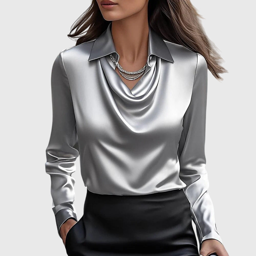 Sylvie - Luxury blouse with glitter and pleated neck