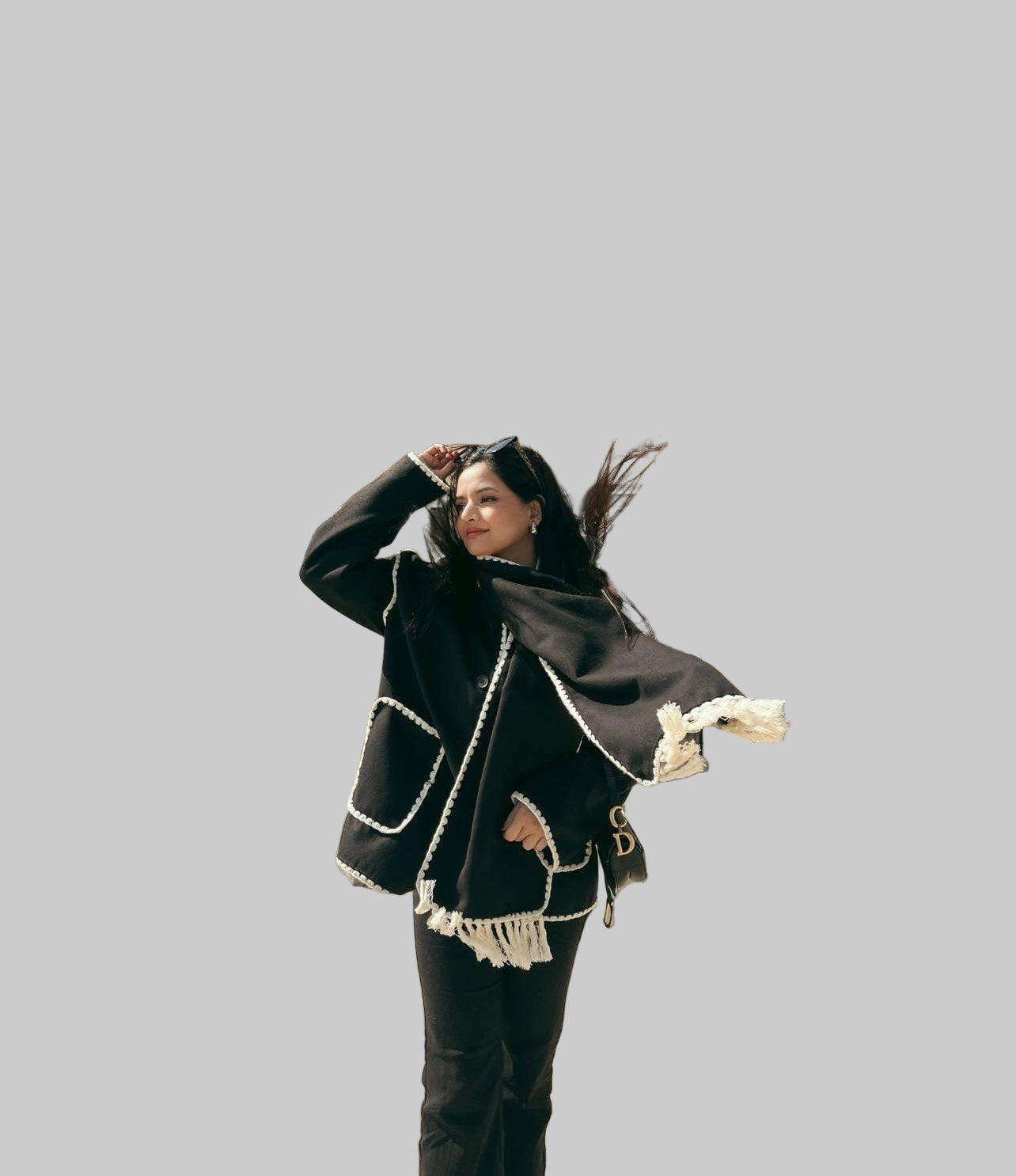 Cora Large Wool Jacket with Scarf