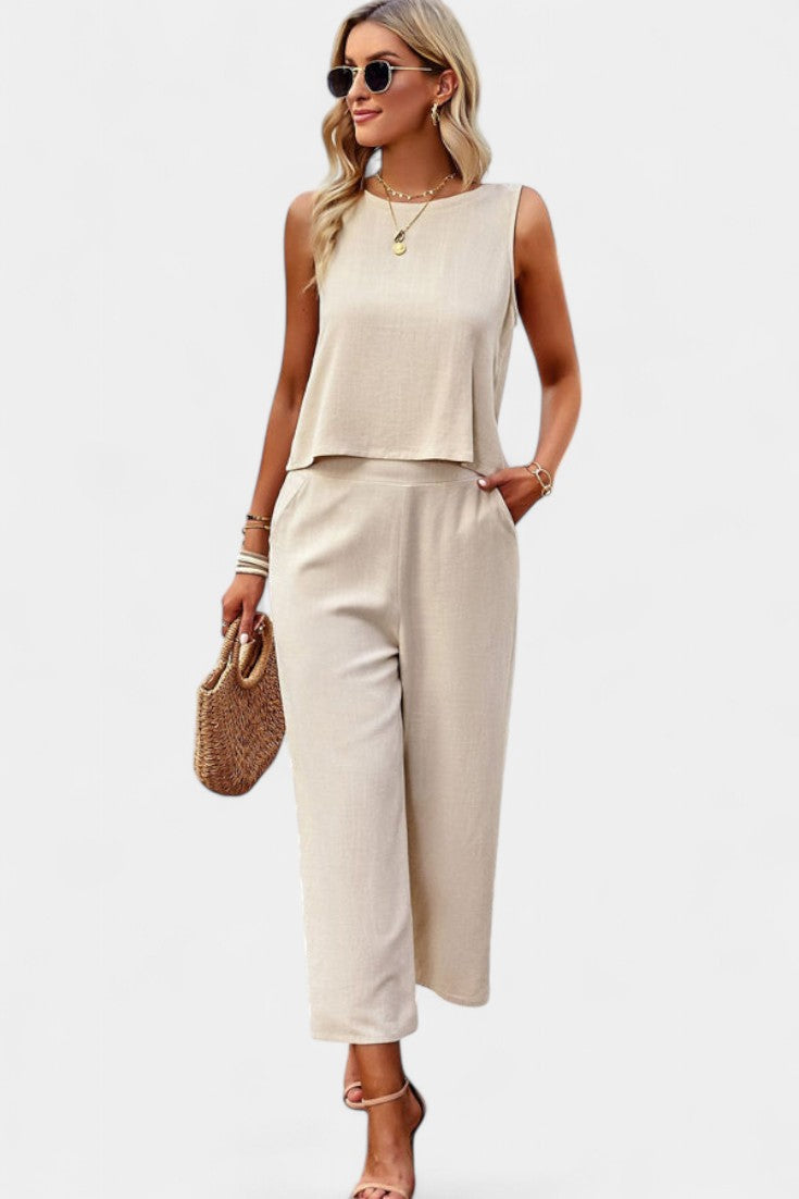 Lavinia Boho Set with Airy Top and Shorts made of Linen and Cotton