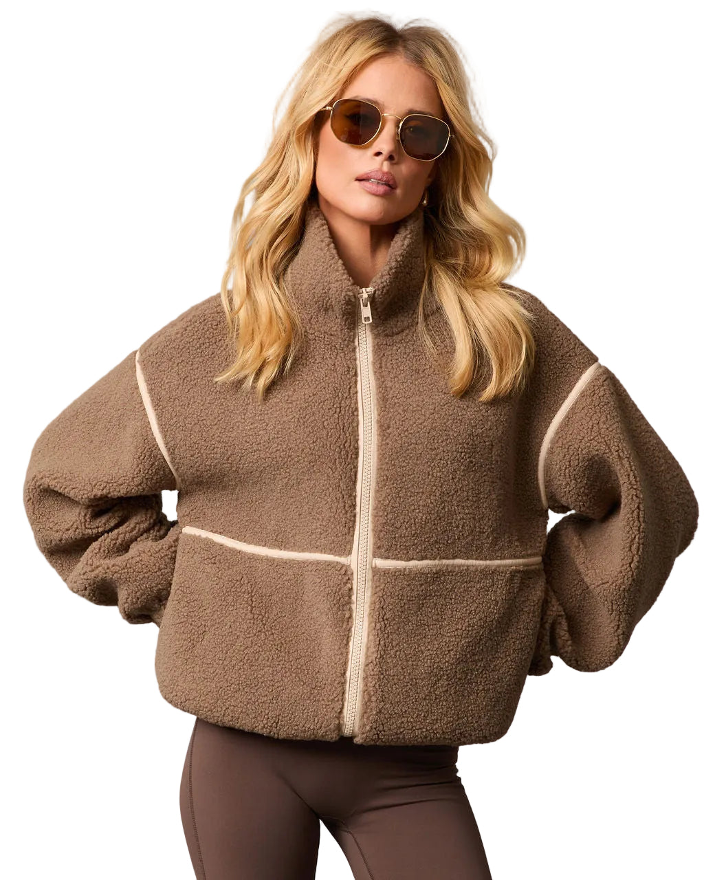 Hannah | Chill Whispers Contrast Trim Shearling Jacket