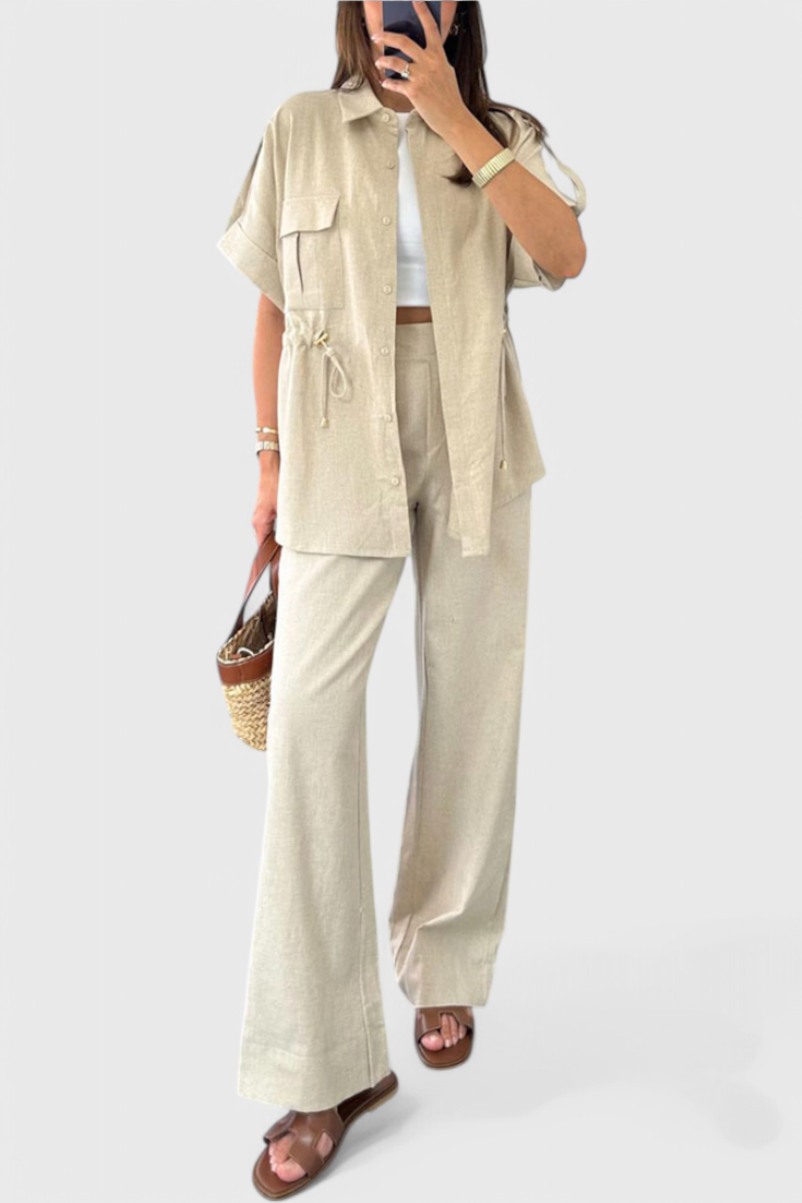 Lani Loose Two-Piece Set with Shirt and Pants
