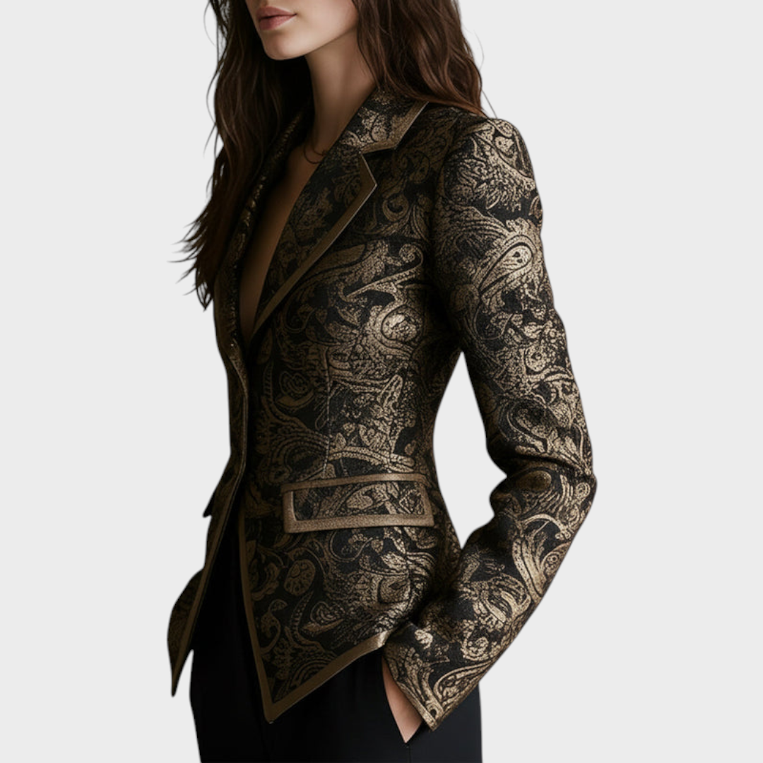 Ayiella | Quiet Luxury Paisley Jacquard Blazer with Twisted Collars