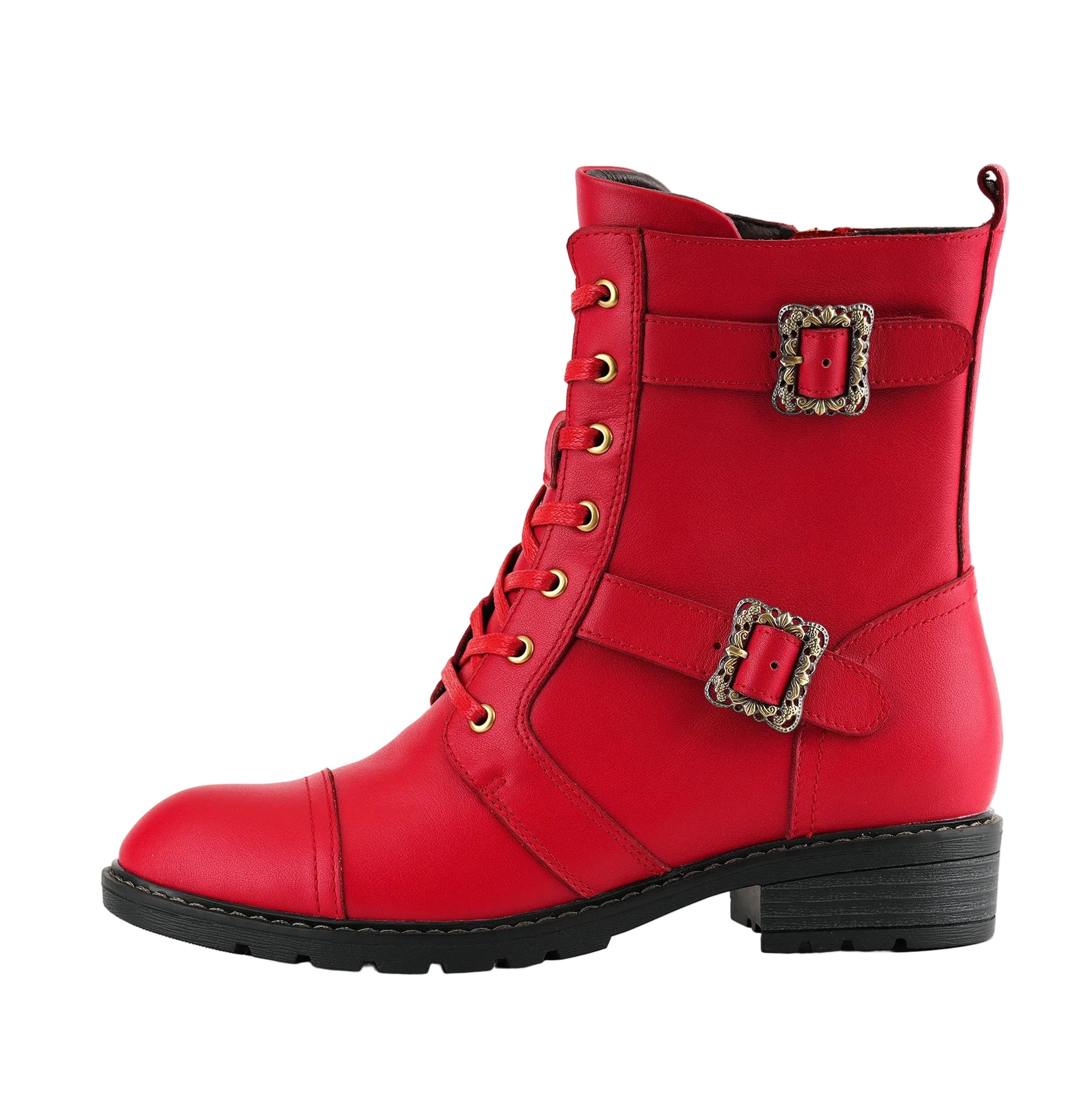 Lucy | Timeless Grace Floral Lace-Up Flat Ankle Boots