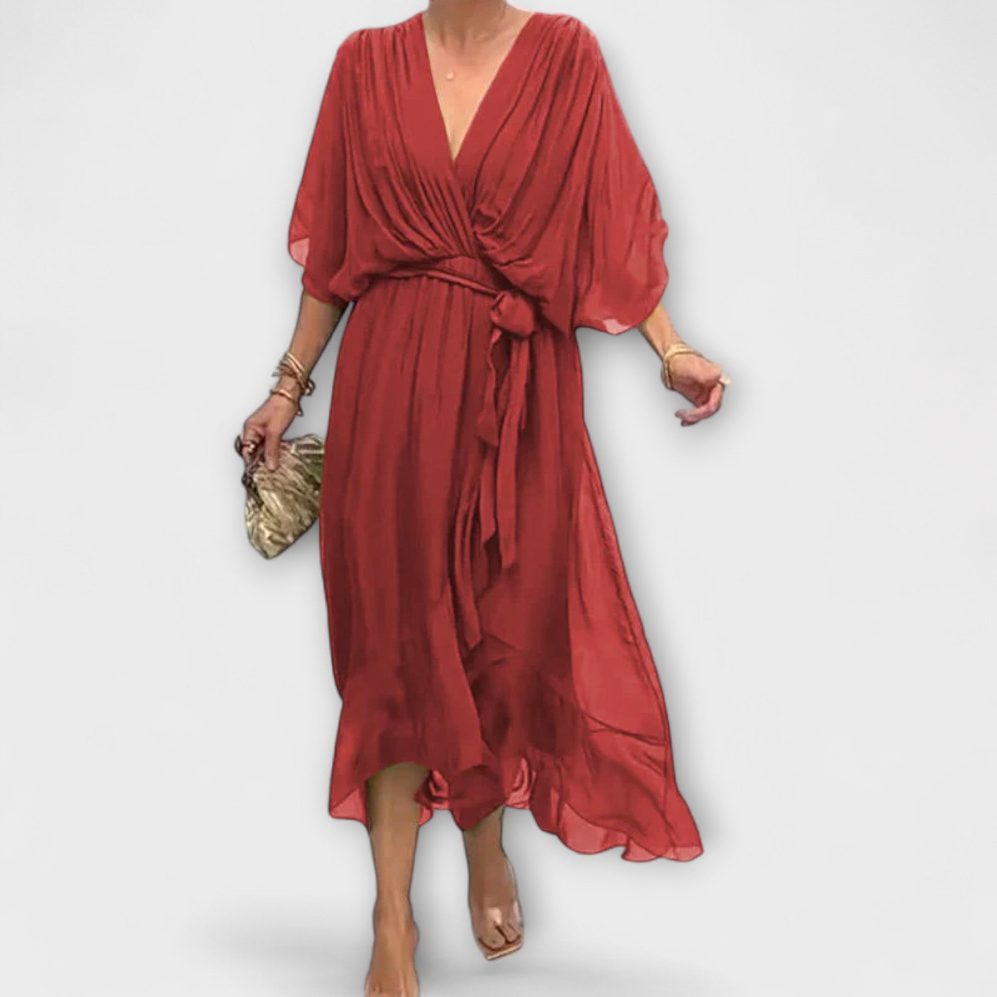 Amoura — Chiffon Dress with V Neckline
