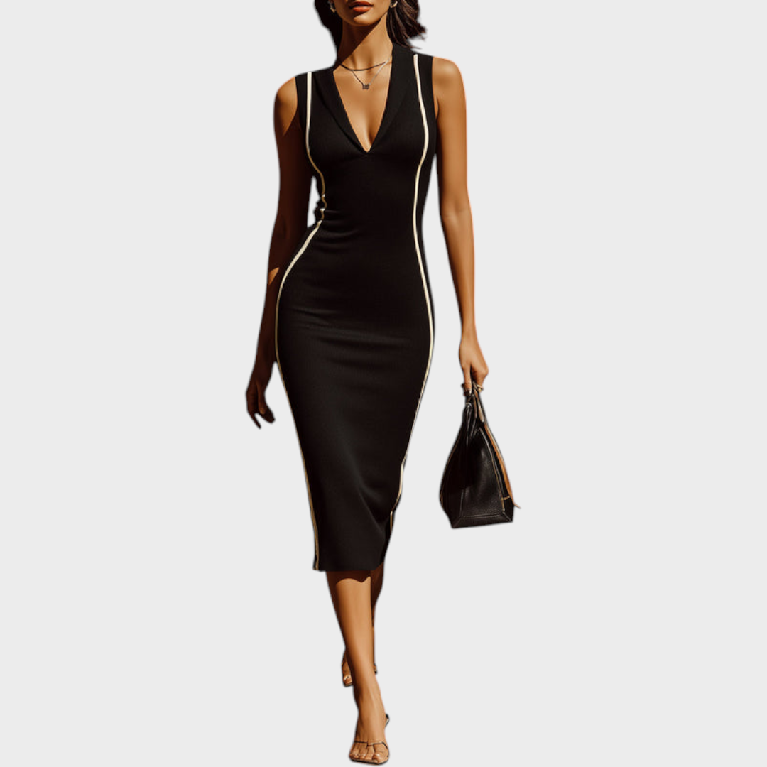 Renesmee | Minimalist Color-blocked Fitted Waist Bodycon Dress For Commuting