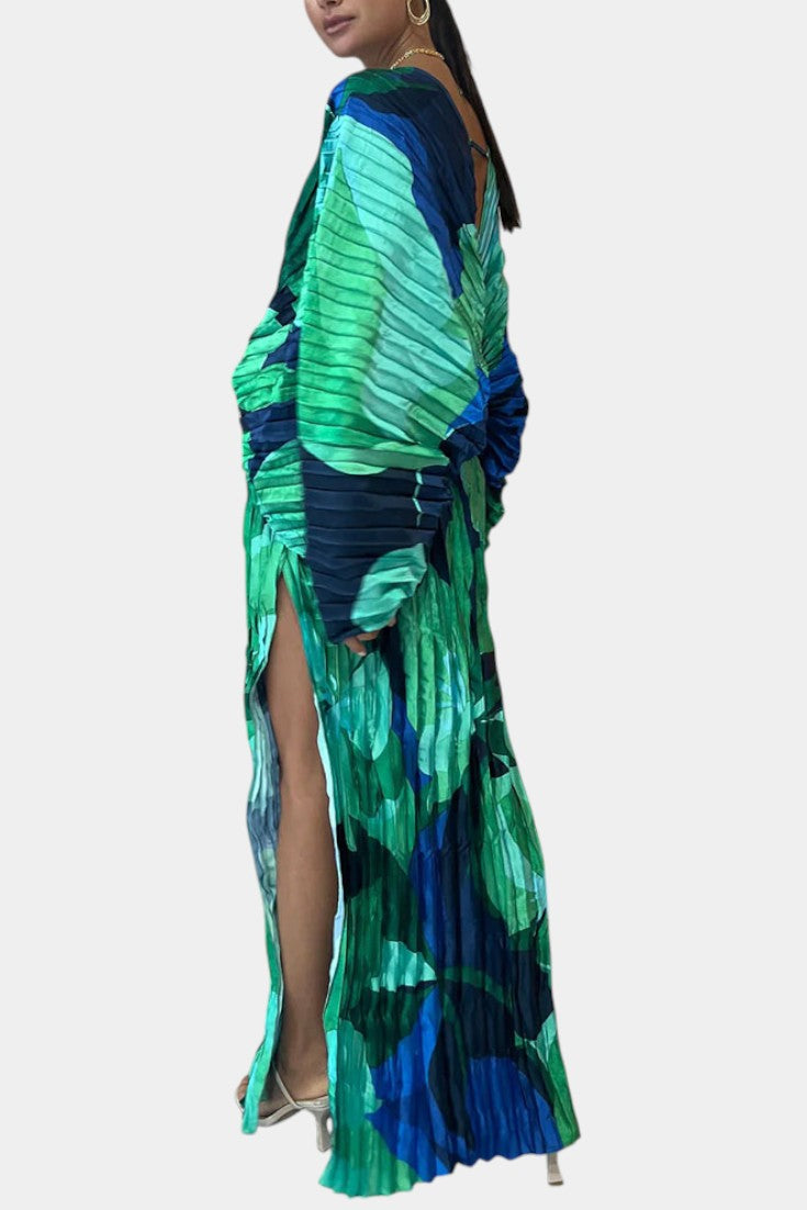 Rebecca Maxi Dress with Cutout and Pleats