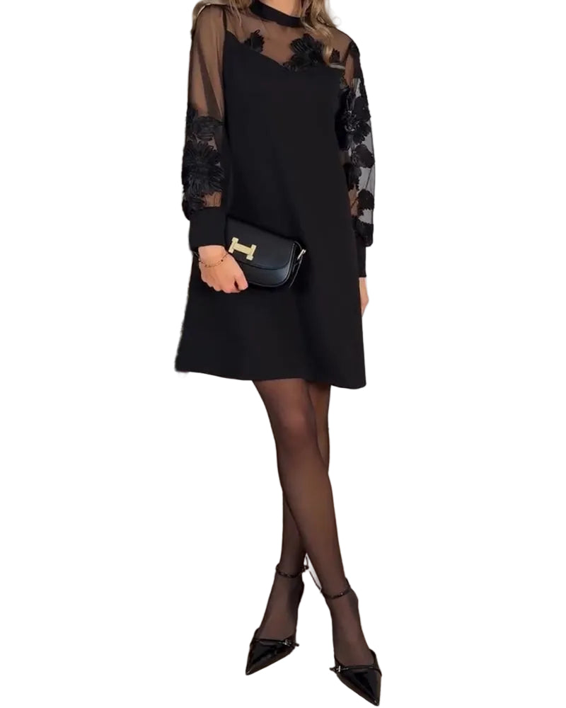 Riley | Mesh-Detail A-Line Dress