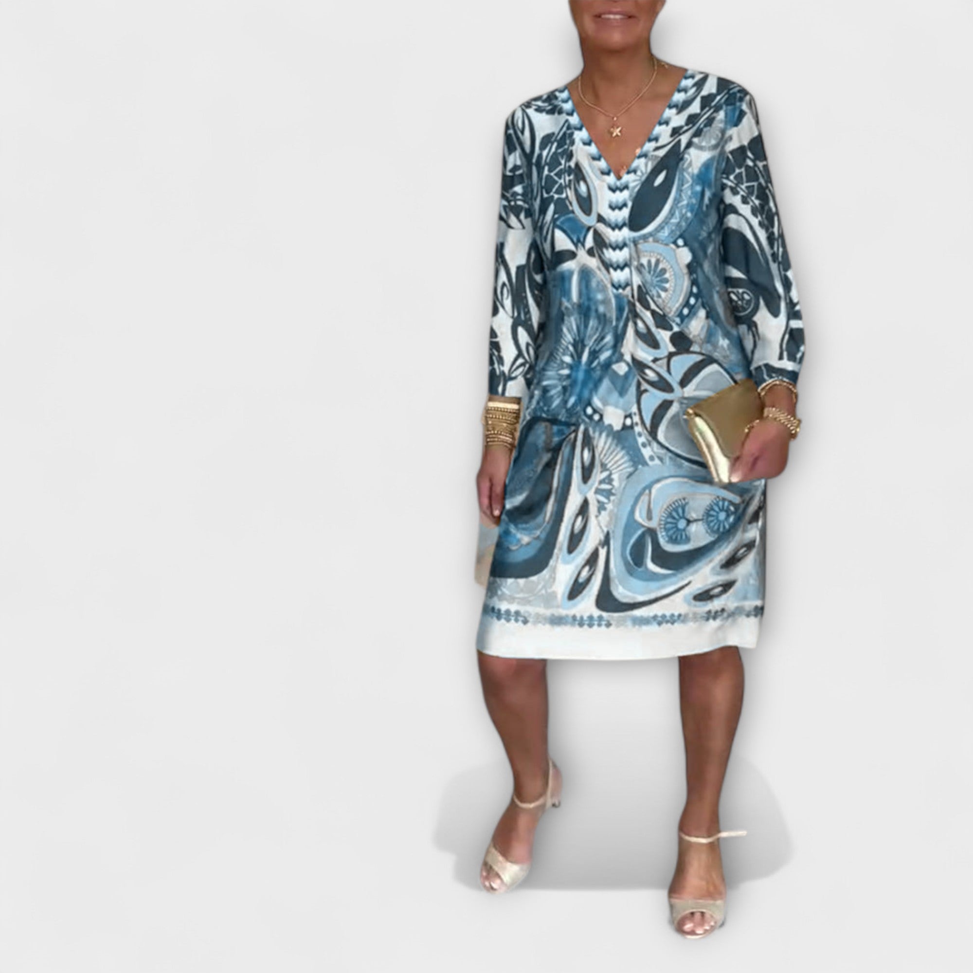 Loose Dress with V Neckline (Retro Design)