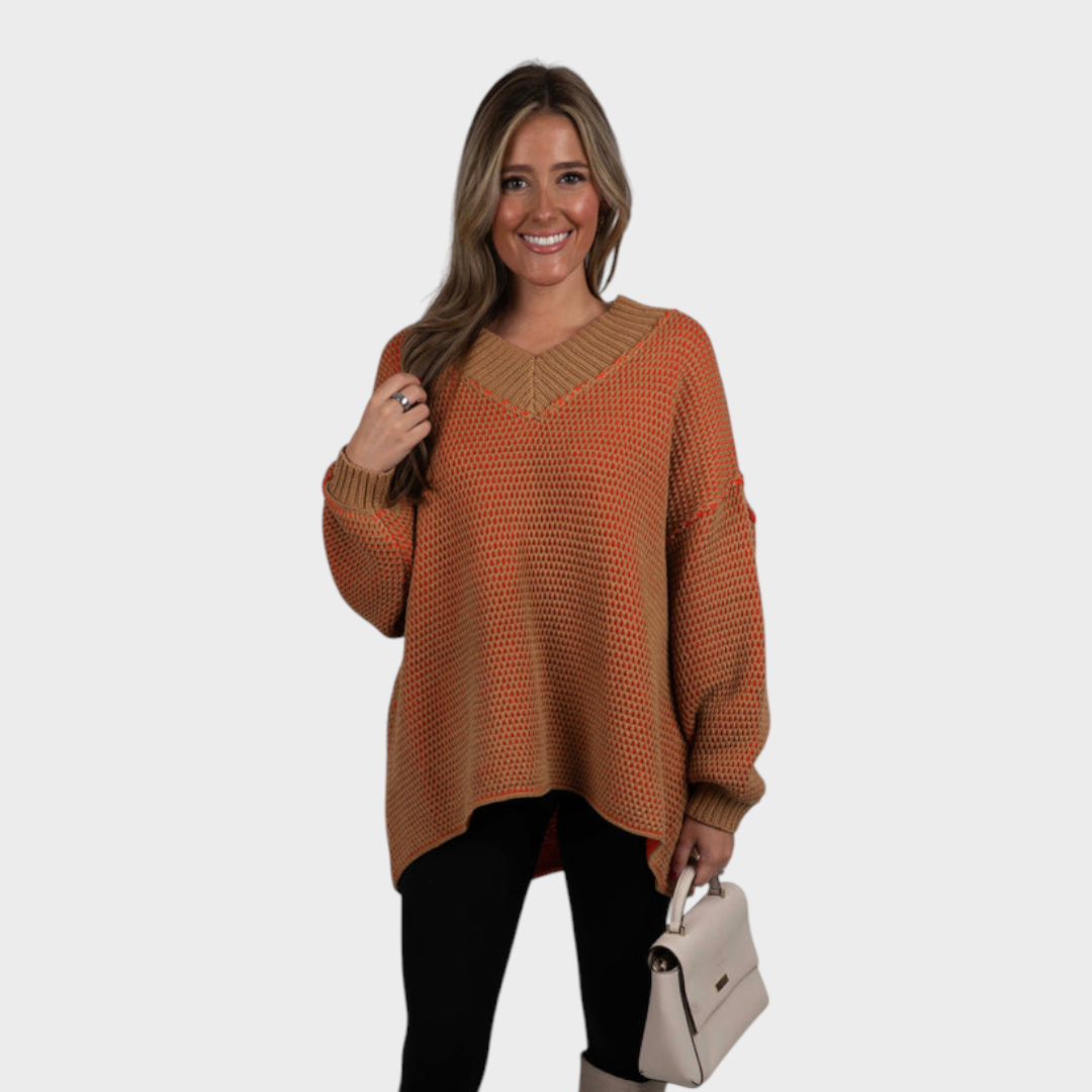 Simone | Read My Mind Sweater (Camel/Orange)