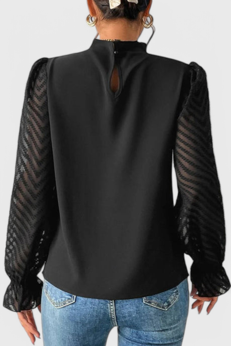 Helga Navy Long Sleeve Blouse