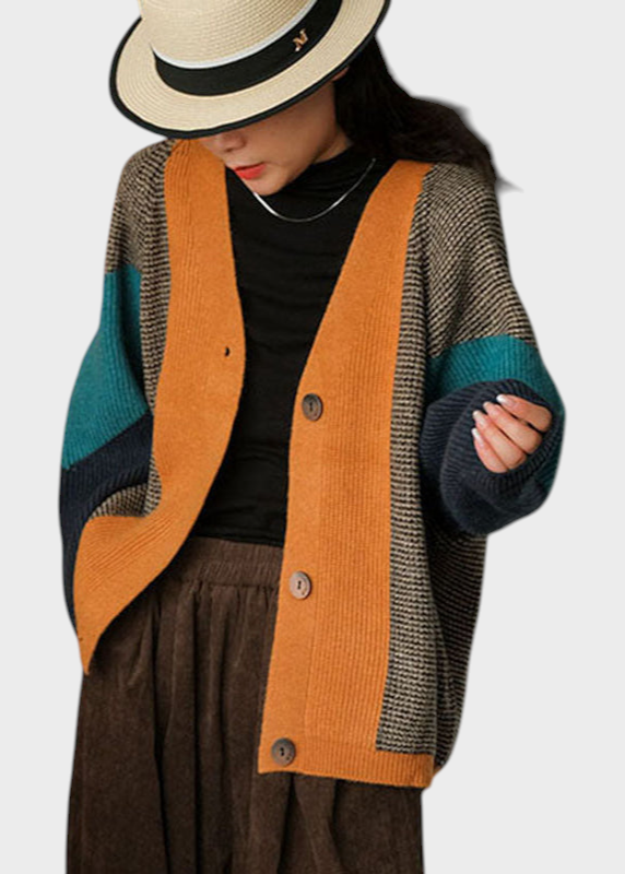 Phoibe | Artistic Colorblock Oversized Patchork Knitted Cardigan Winter